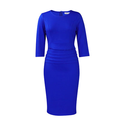 Damen Midi-Kleid 3/4-Ärmel Eveloria Elegantes Figurbetontes