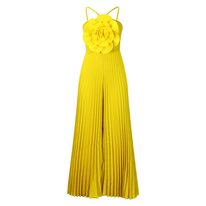 Damen Jumpsuit Plissee-Design Blumenmuster Eveloria