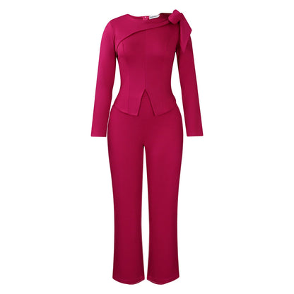 Damen Jumpsuit Asymmetrisch Schlingenakzent Eveloria