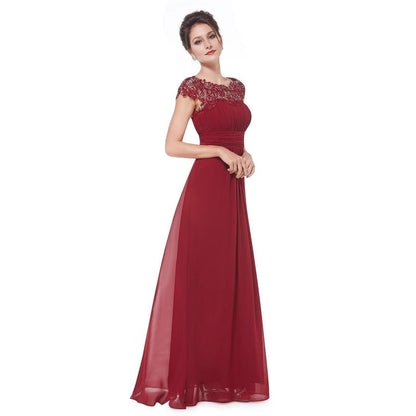 Damen Abendkleid Spitze Raffrock Eveloria
