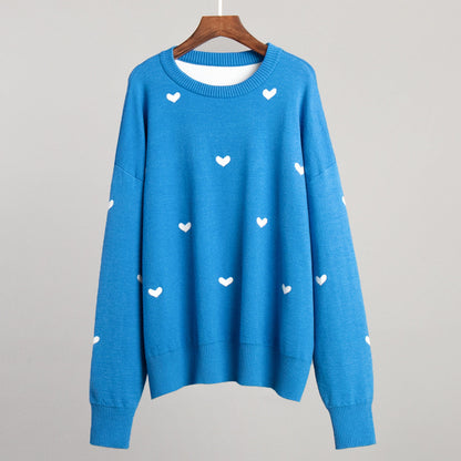 Damen Oversized Pullover Herzmuster Eveloria