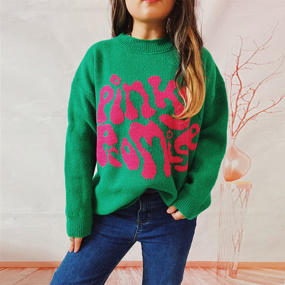 Damen Pullover mit Textdesign Grau