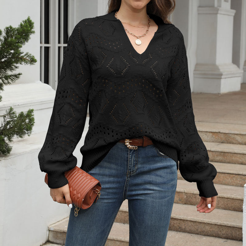 Damen Strickpullover Pikee-Muster Luftig Eveloria