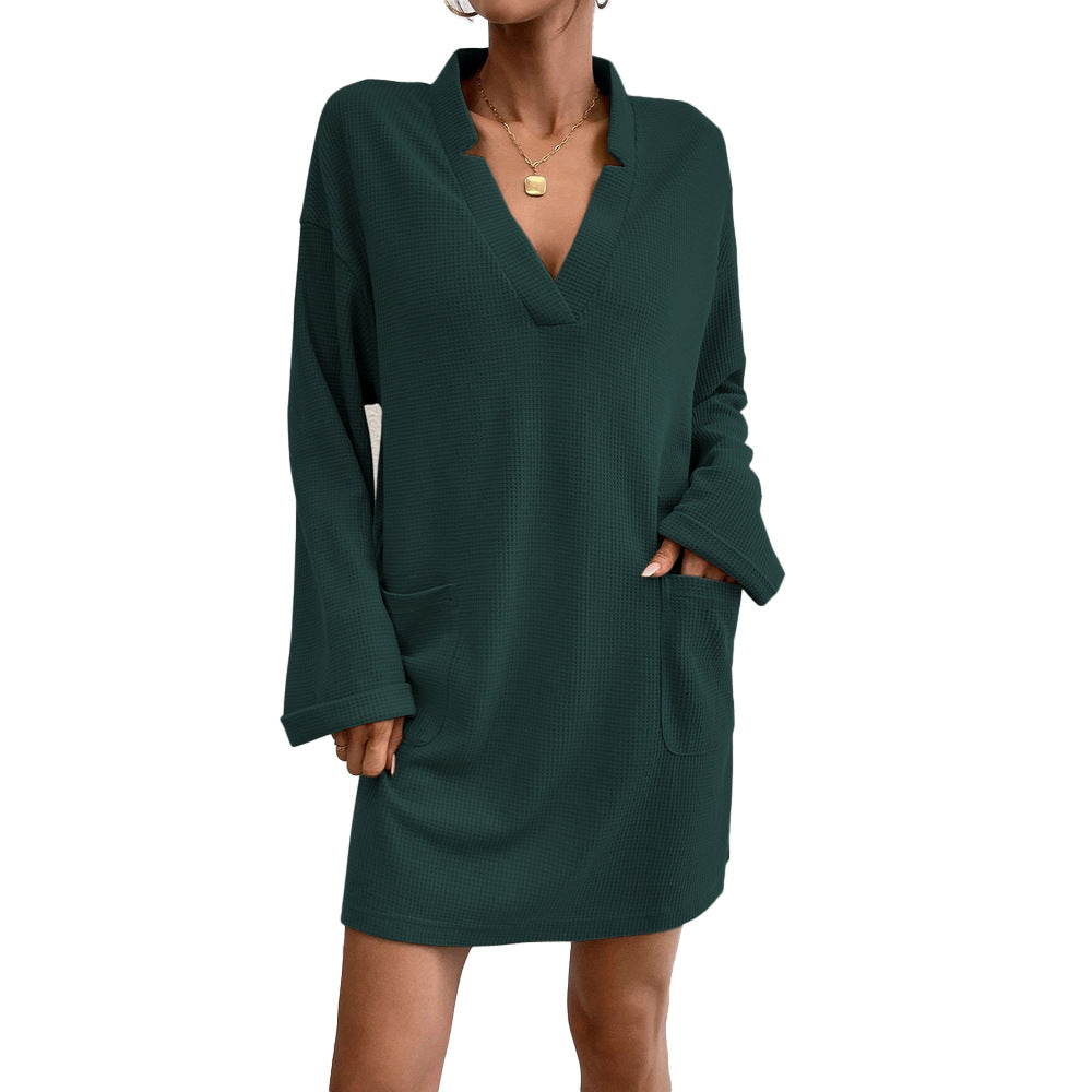 Damen Tunika-Kleid Lässiger Schnitt Praktische Taschen Eveloria