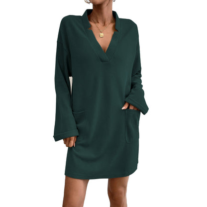 Damen Tunika-Kleid Lässiger Schnitt Praktische Taschen Eveloria