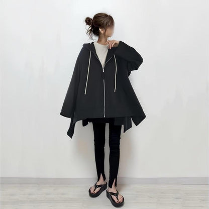 Damen Kapuzenponcho Asymmetrisch Mit Taschen Eveloria