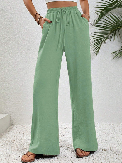 Damen Sommerhose Weite Elastischer Bund Beige