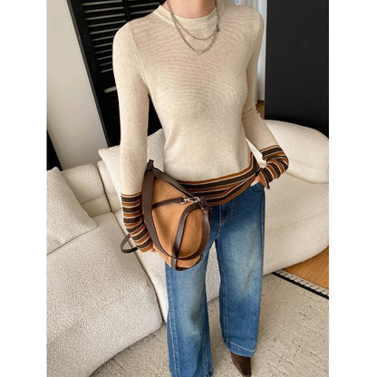 Damen Strickpullover Streifenmuster Eveloria