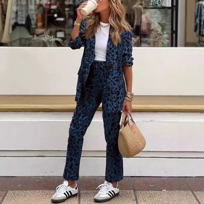 Damen Blazeranzug Animal-Print Modern