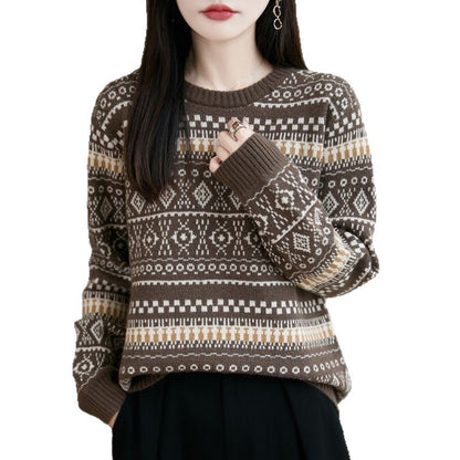 Damen Strickpullover Gemustert Eveloria