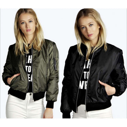 Damen Bomberjacke Modischer Schnitt Eingrifftaschen Eveloria