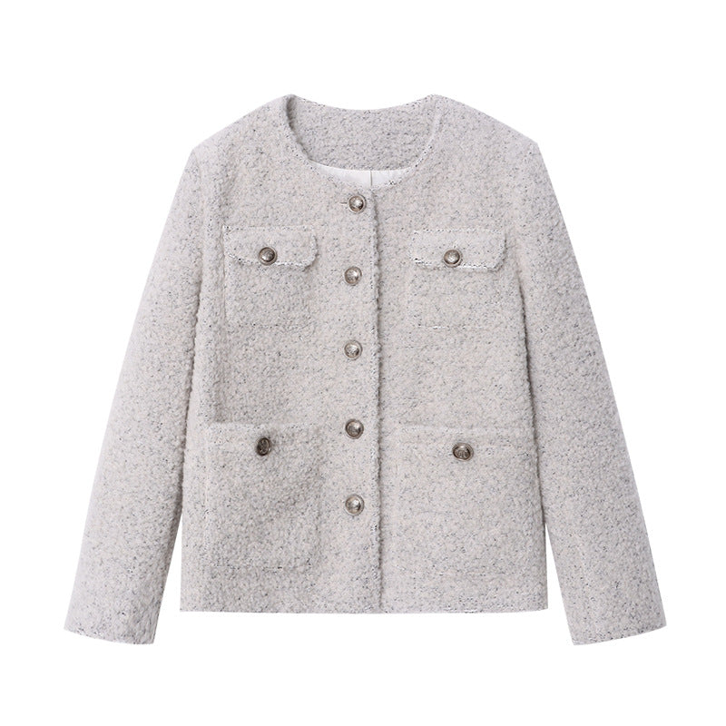 Damen Wolljacke Strukturiert Braun