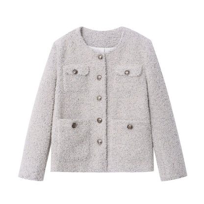 Damen Wolljacke Strukturiert Braun