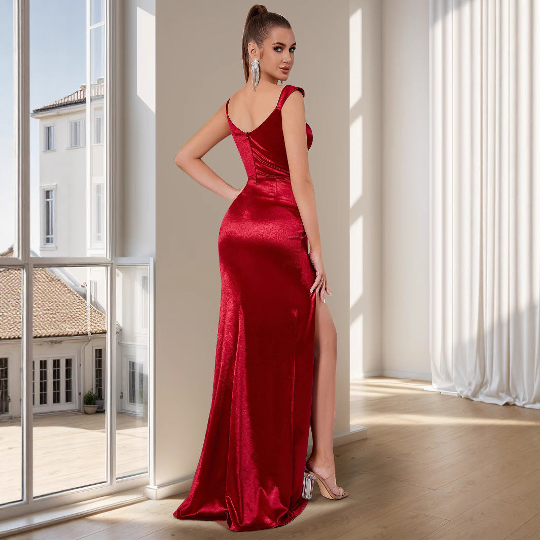 Damen Abendkleid Herzausschnitt Drapierung Eveloria