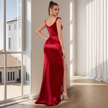 Damen Abendkleid Herzausschnitt Drapierung Eveloria