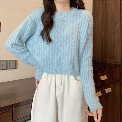 Damen Strickpullover Weiches Material Beige