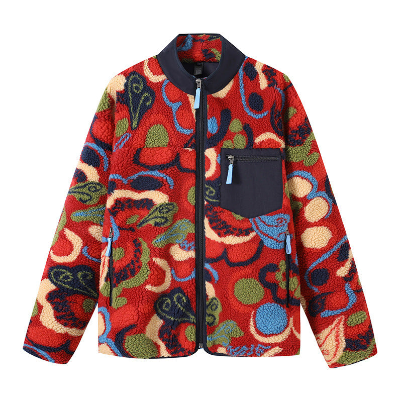 Damen Fleecejacke Bunt Muster Kuschelig Eveloria