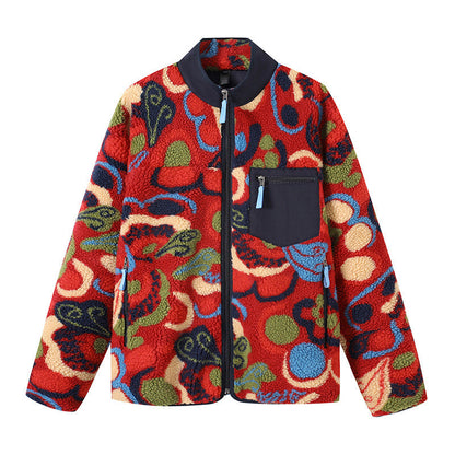 Damen Fleecejacke Bunt Muster Kuschelig Eveloria