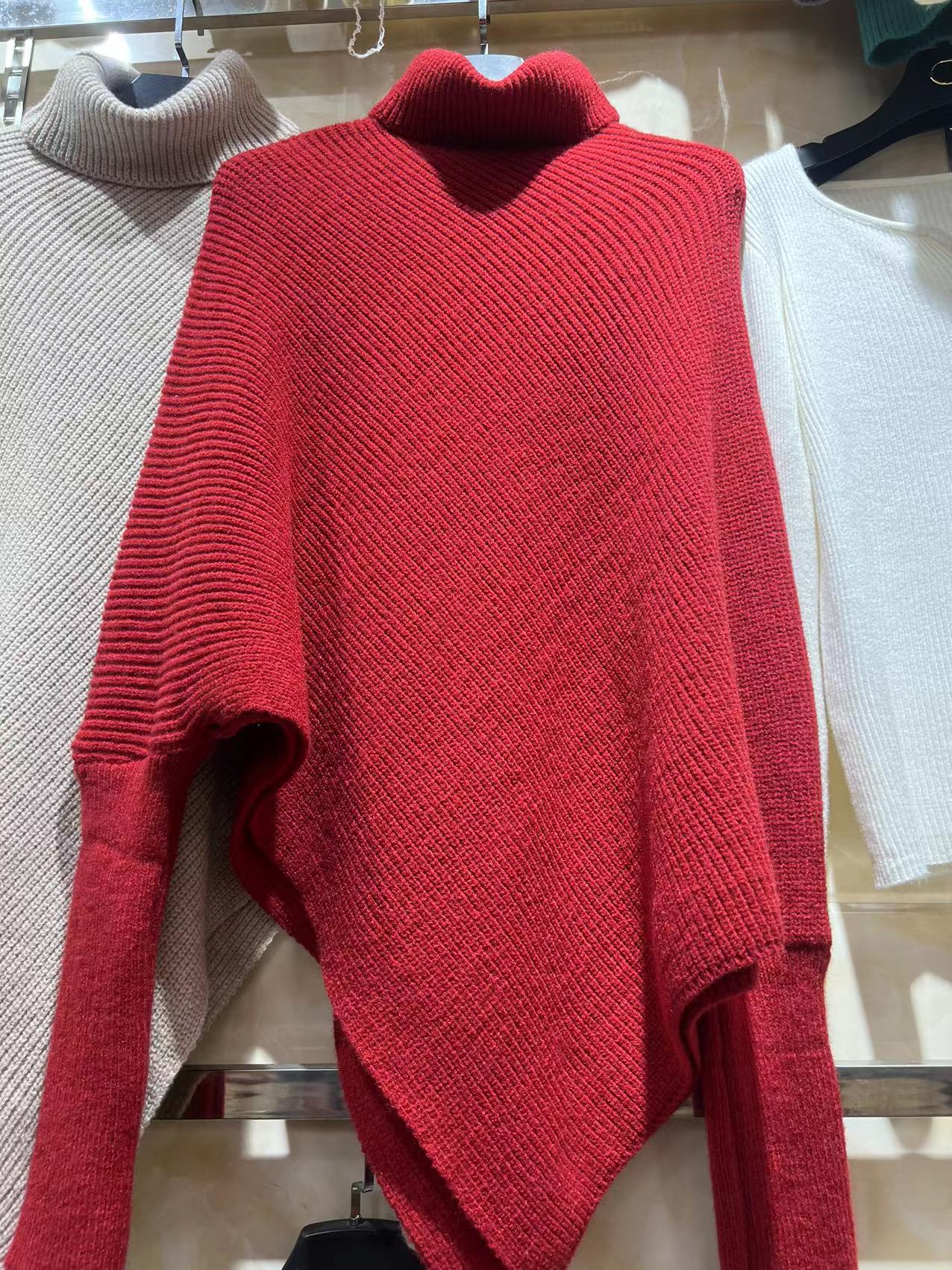Damen Oversized Strickpullover Asymmetrisch Rippstruktur