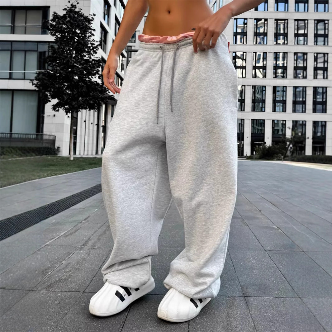 Damen Sweatpants Hochbund mit Taschen Bequem
