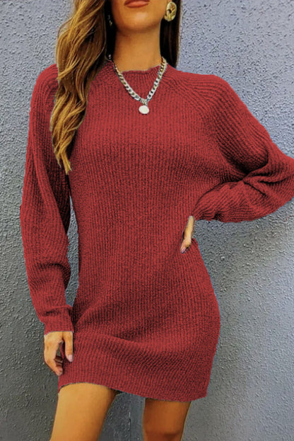 Damen Strickkleid Lässiger Schnitt Voluminöse Ärmel Eveloria