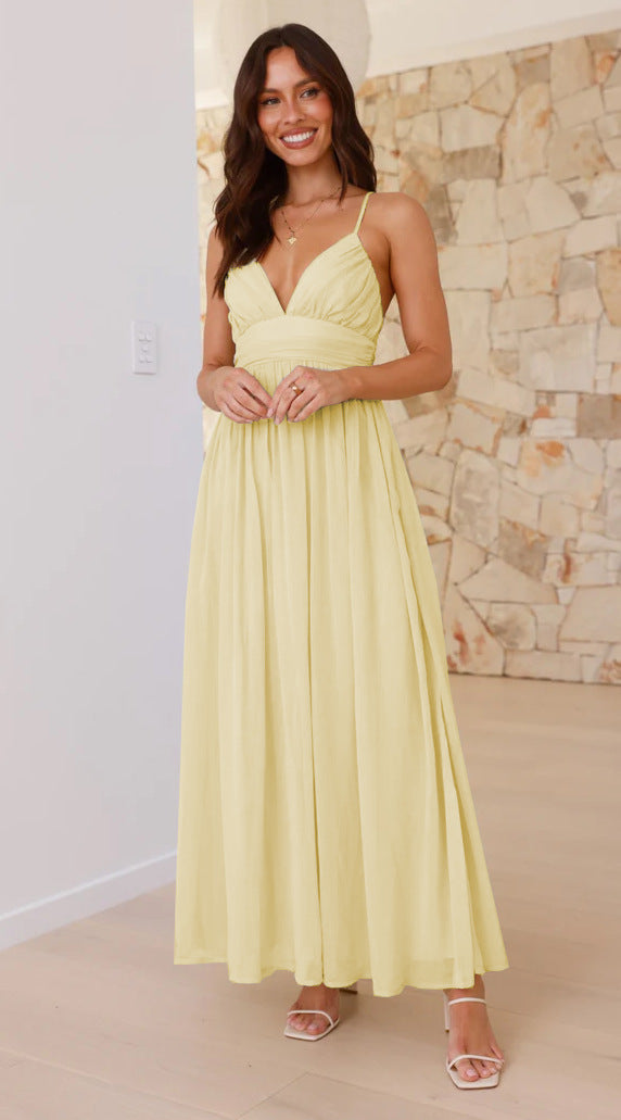 Damen Maxikleid Schmale Träger Wickel-Design Eveloria