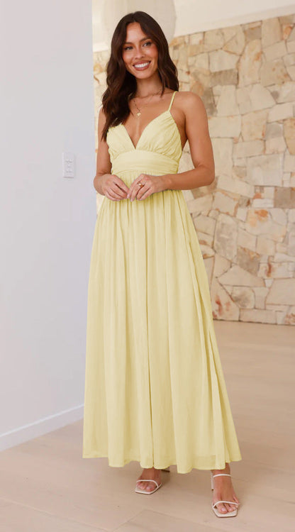Damen Maxikleid Schmale Träger Wickel-Design Eveloria
