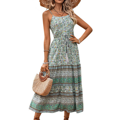 Damen Maxikleid Verstellbarer Taillenzug Mustermix Eveloria