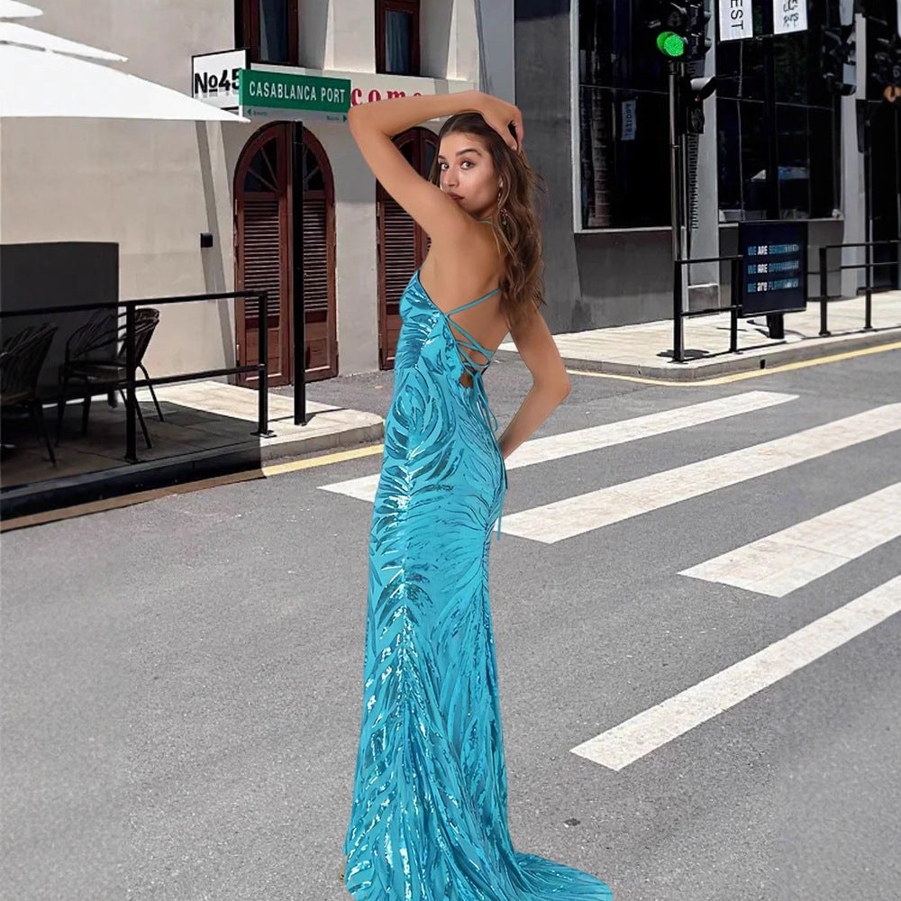 Damen Abendkleid Glitzernd Eveloria