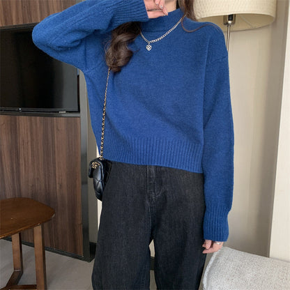 Damen Crop-Pullover Hochgeschlossener Kragen Eveloria