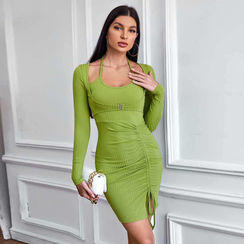 Damen Minikleid Rüschendetails Cut-Out Eveloria