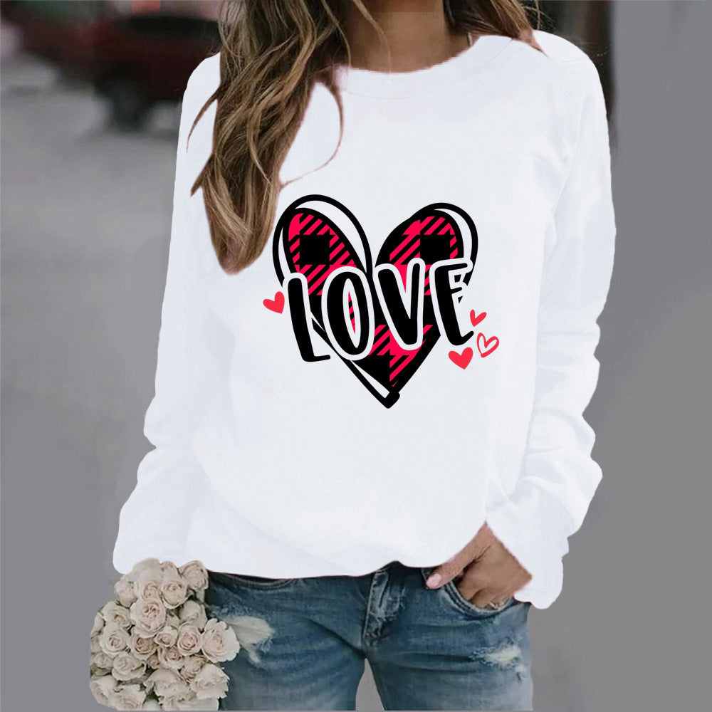 Damen Sweatshirt Herzdesign Lässig Grau Eveloria - Eveloria