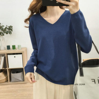 Damen Pullover V-Ausschnitt Weich