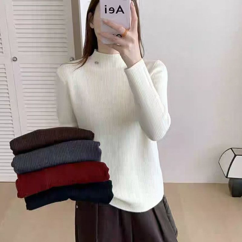 Damen Rippenpullover Stehkragen Eveloria