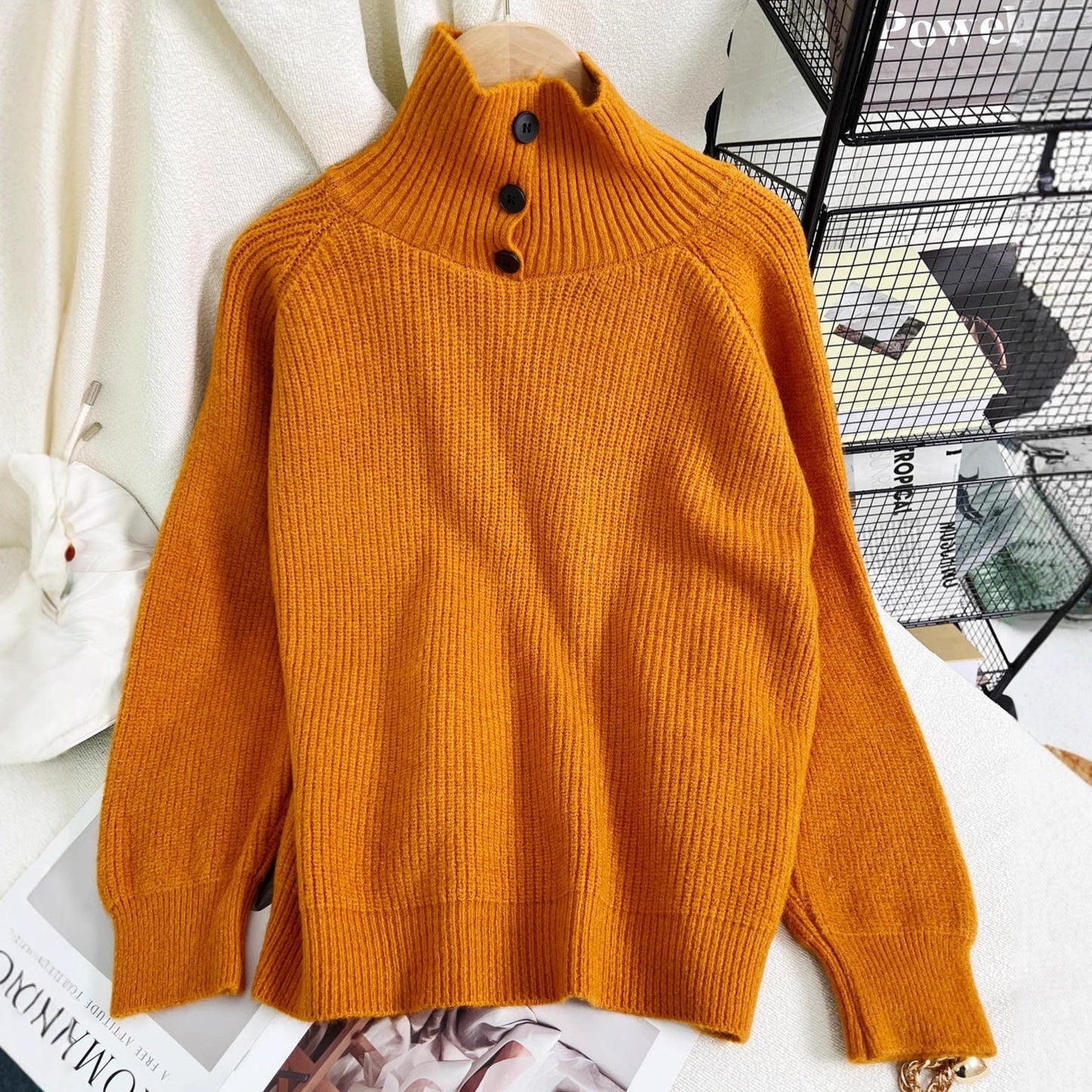 Damen Rollkragenpullover Weiches Strickmaterial Warm Eveloria