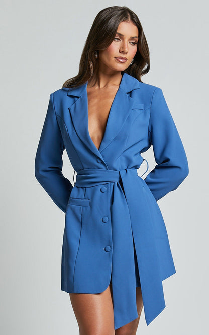 Damen Blazerkleid Gürtel Elegantes