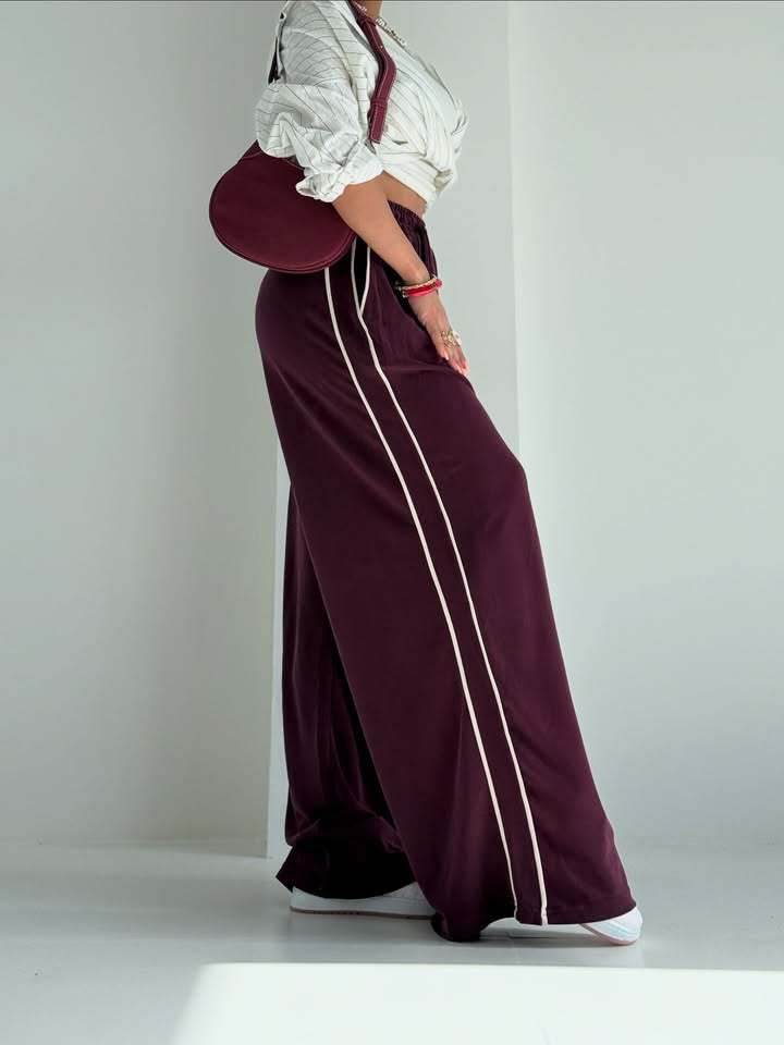 Damen Sporthose Weit Elastischer Bund Seitentaschen Eveloria