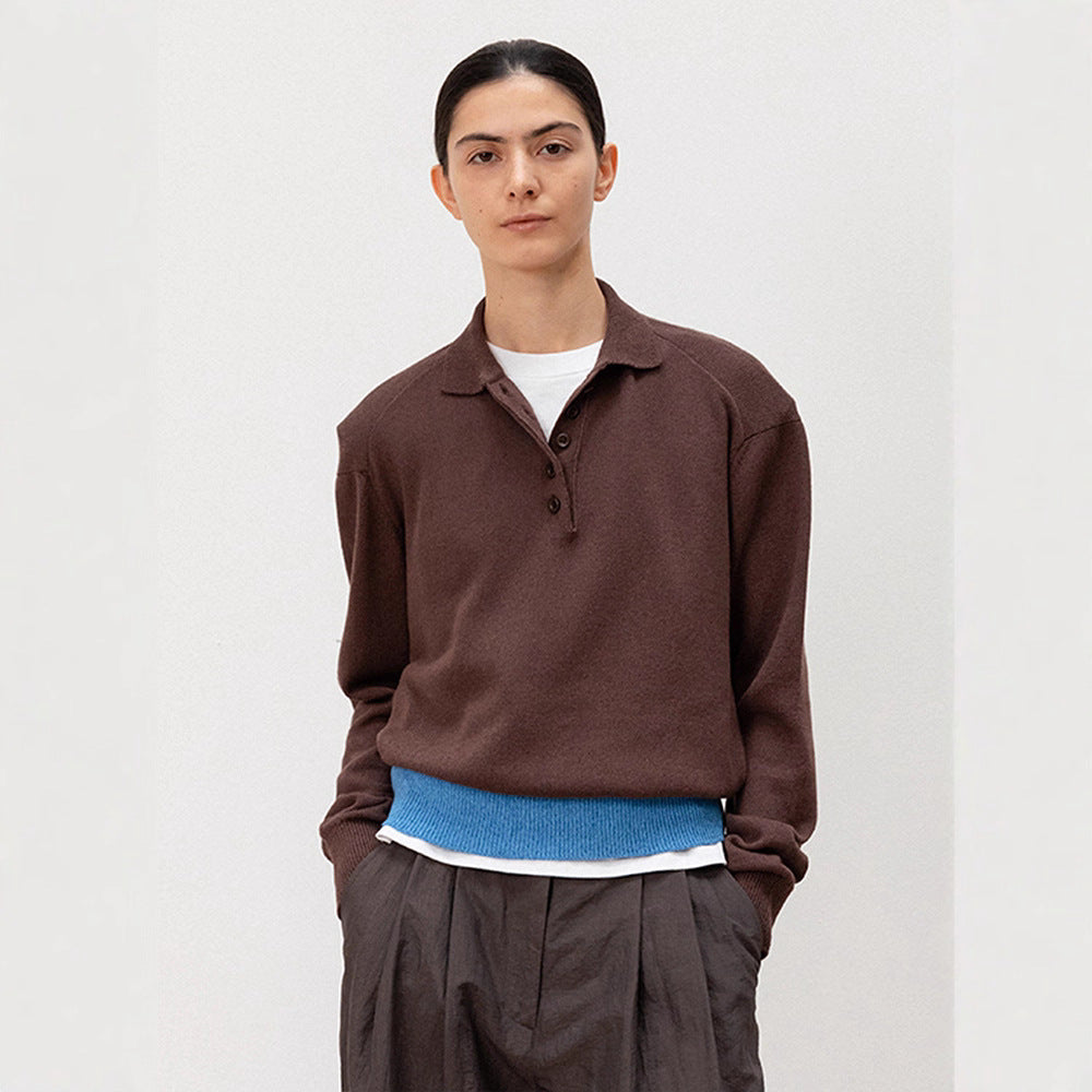 Damen Strickpullover Polokragen Kontrastbund Eveloria