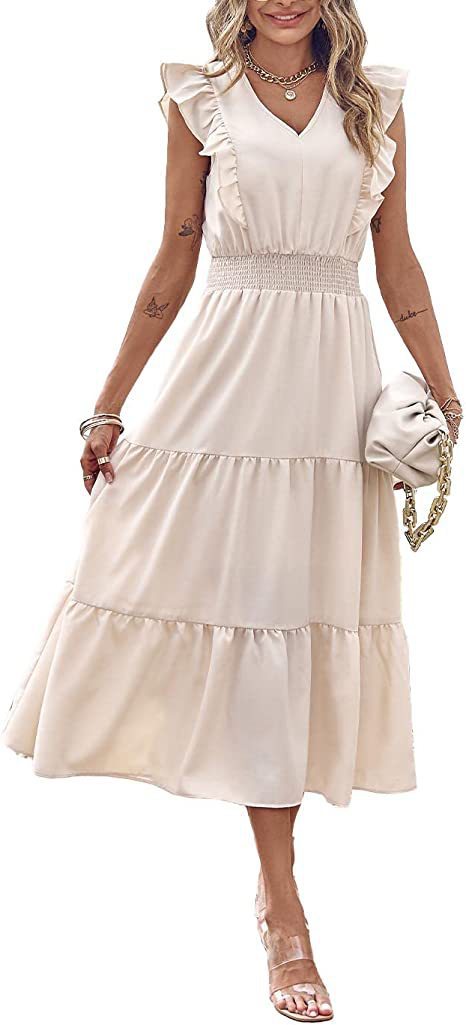 Damen Langarm-Kleid Voluminöser Rock Eveloria