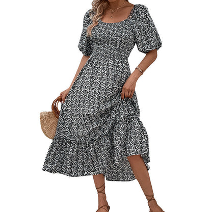 Damen Maxikleid mit Rückenausschnitt und Volumenärmeln Eveloria