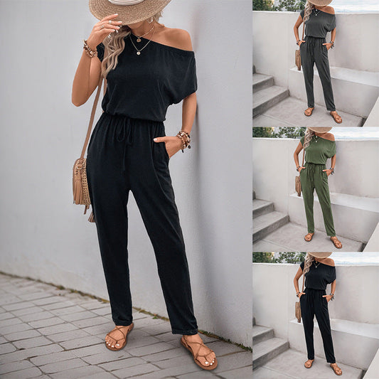 Damen Einteiler Off-Shoulder Elastisch Schwarz Eveloria - Eveloria
