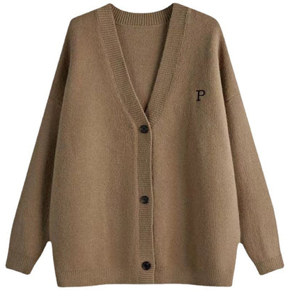 Damen Oversized Strickjacke mit Kragen und Taschen Eveloria