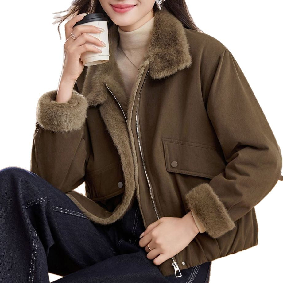 Damen Steppjacke Warm Flauschiger Kragen Eveloria