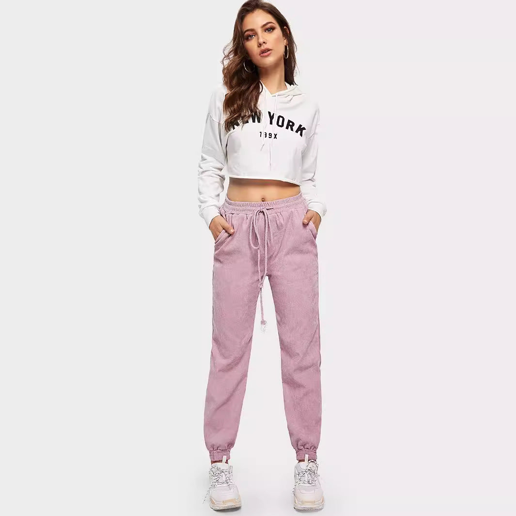 Damen Sweatpants Elastischer Bund Seitentaschen Eveloria