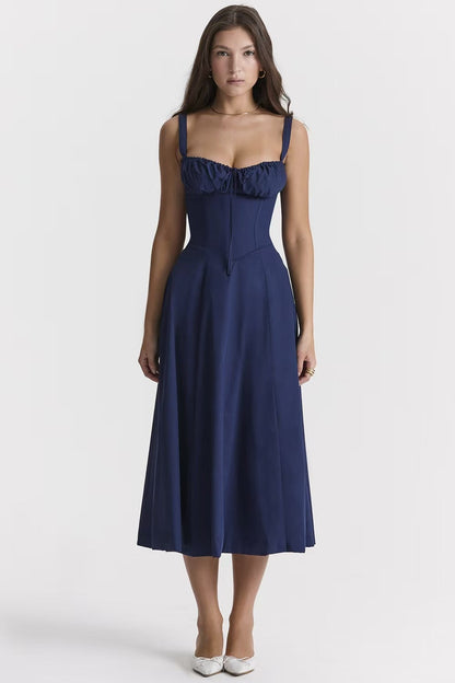 Damen Maxikleid Gerafftes Oberteil Eleganter Schnitt Eveloria