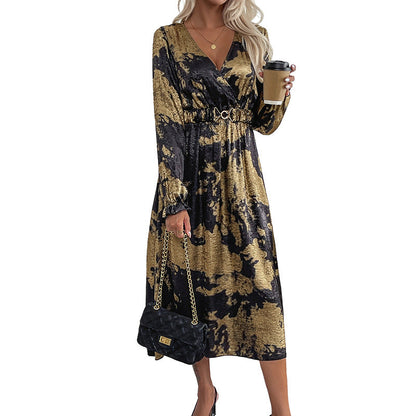 Damen Wickelkleid Elegantes Muster Taillierbarer Gürtel