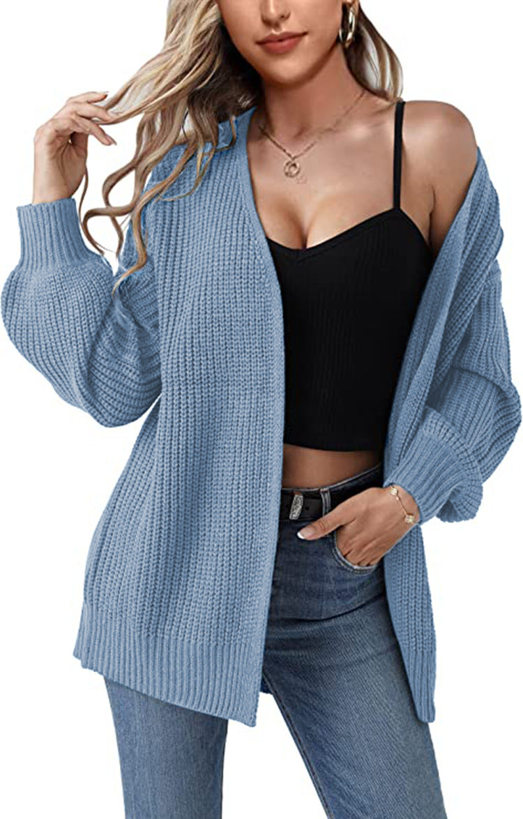 Damen Cardigan Grobstrick Lässiger Schnitt Beige