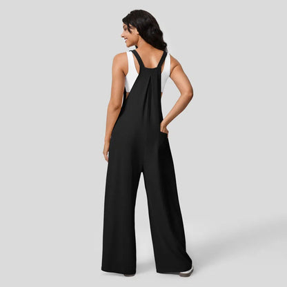 Damen Jumpsuit Weites Bein Elegantes Knopf-Design Eveloria