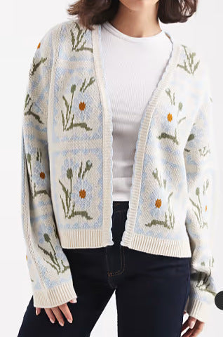 Damen Strickjacke Florales Design Elegantes Design Eveloria