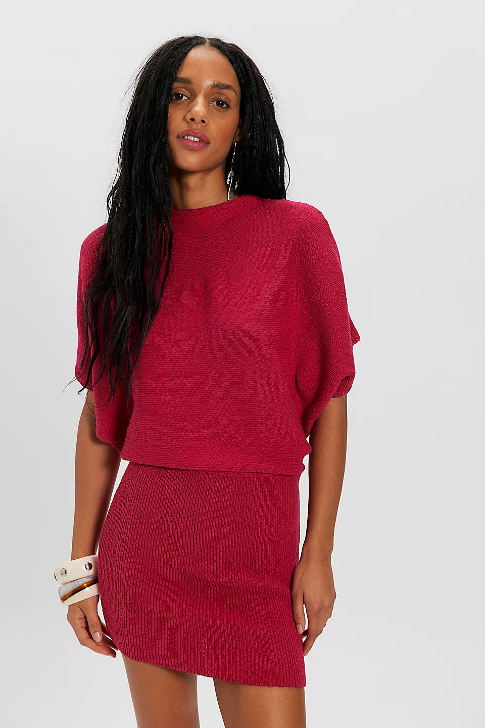 Damen Strickkleid Lässig Figurbetonend Rock Eveloria